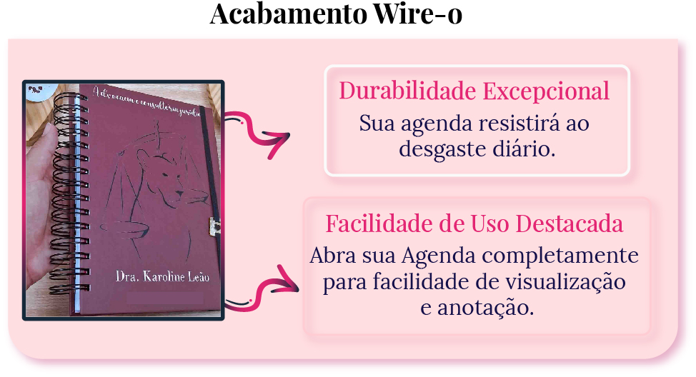 Apresentamos nossa Agenda Jurídica A5 Permanente, projetada especificamente para atender às suas necessidades diárias. Com uma página por dia, você terá espaço mais que suficiente para registrar suas prioridades, compromissos e anotações importantes. Nosso layout detalhado inclui campos dedicados para suas audiências, com espaço para número do processo, vara, autor, réu e telefone, facilitando o acompanhamento de cada caso.